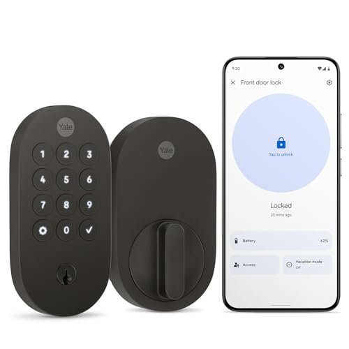 Yale Keyed Deadbolt Smart Lock with Google Matter, Matte Black